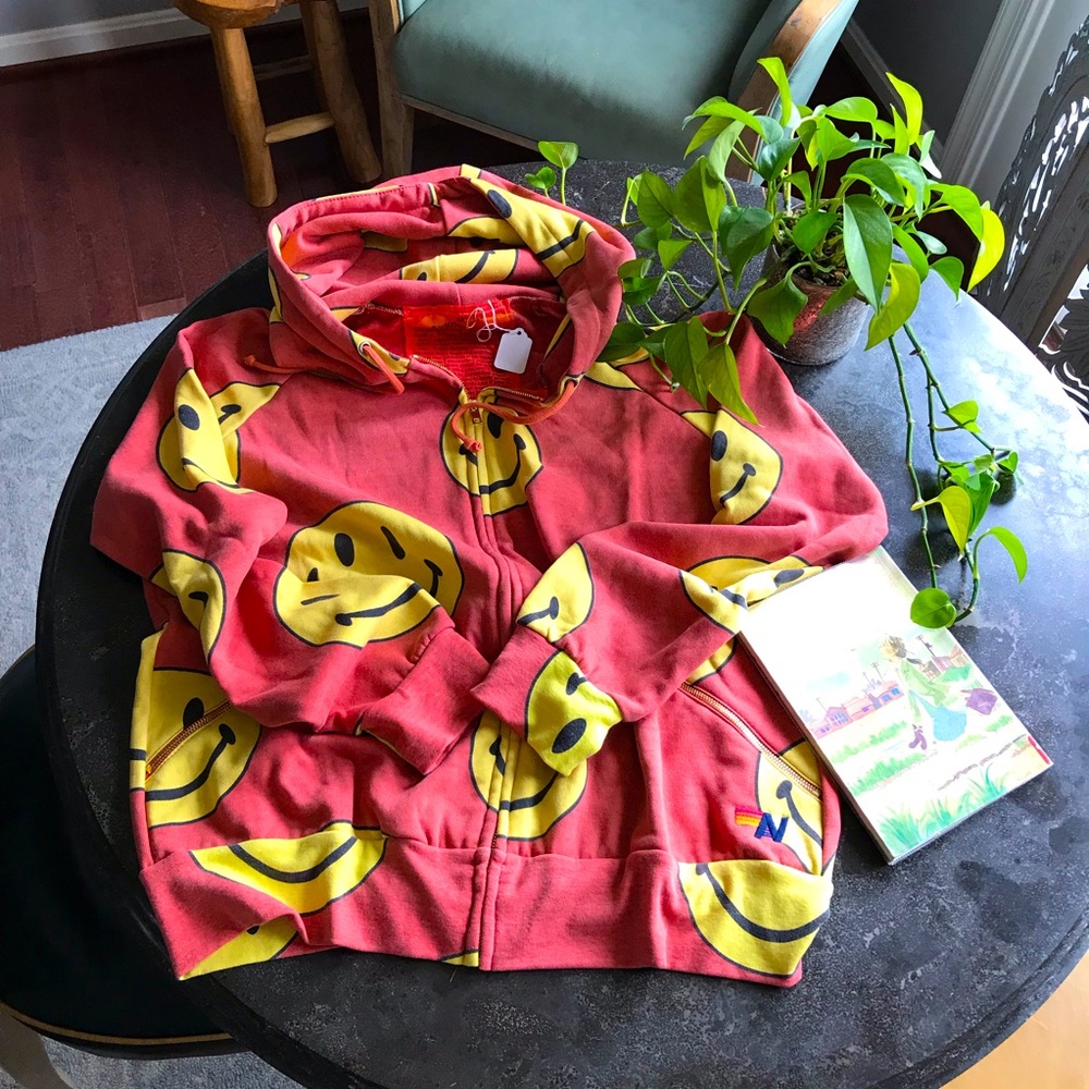 Aviator Nation Smiley Repeat Hoodie Vintage Red